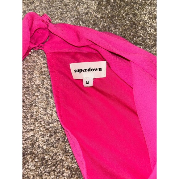Superdown Hot Pink Long Sleeve Romper Deep V Festival Concert M - Picture 5 of 6